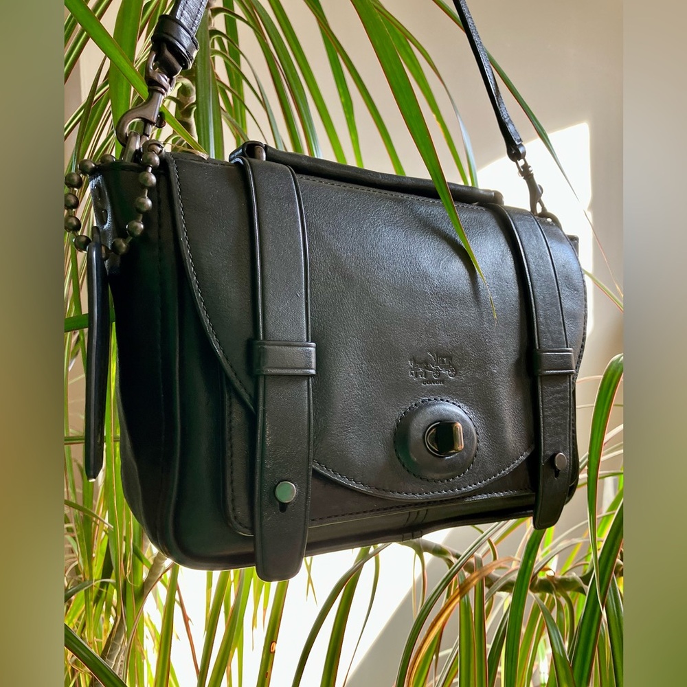 *COACH Black #32279 Mini Brooklyn Messenger Leather Bag